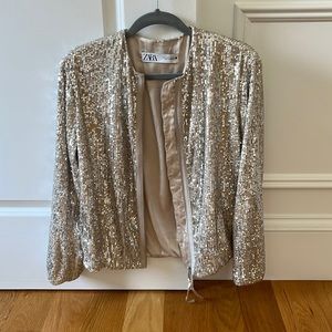 New- Zara Sequin Bomber Jacket